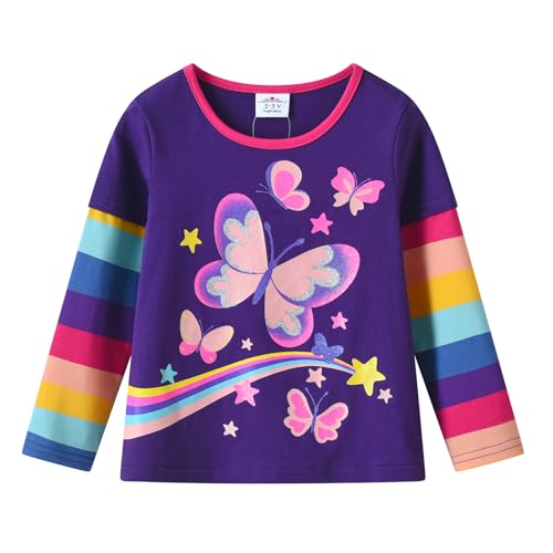 Image of VIKITA Girls Shirts Winter Long Sleeve Tops Print Tees for Girls,3-12 Years