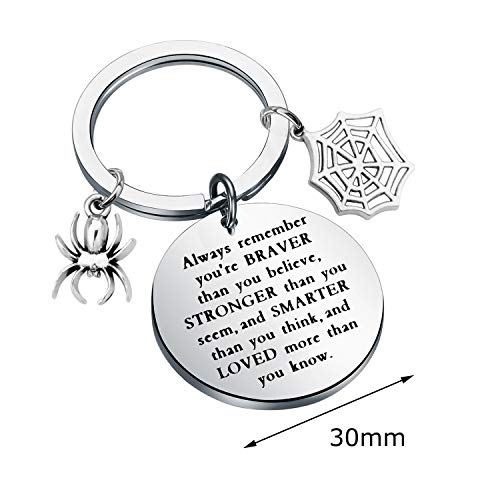 Spider Keychain Spider Charm Keyring Always Remember You’re Braver Than you Believe Keychain(Always remember (Spider)2