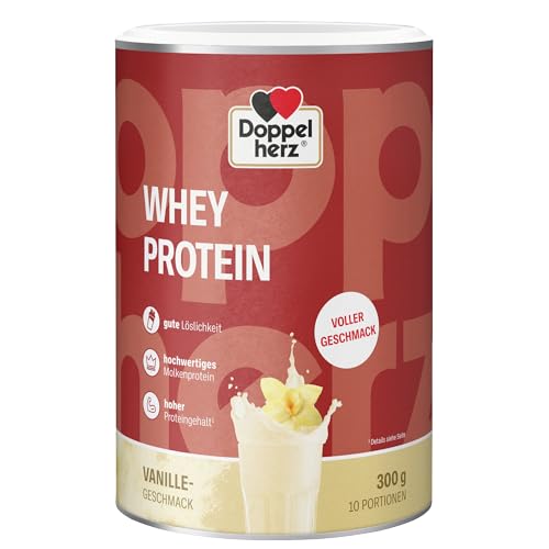 Doppelherz WHEY PROTEIN Vanille – Proteinpulver auf Molkenbasis in bewährter Doppelherz-Qualität 300g