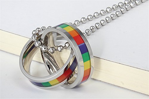 Collier double croix LGBT acier inoxydable de haute qualité de finition