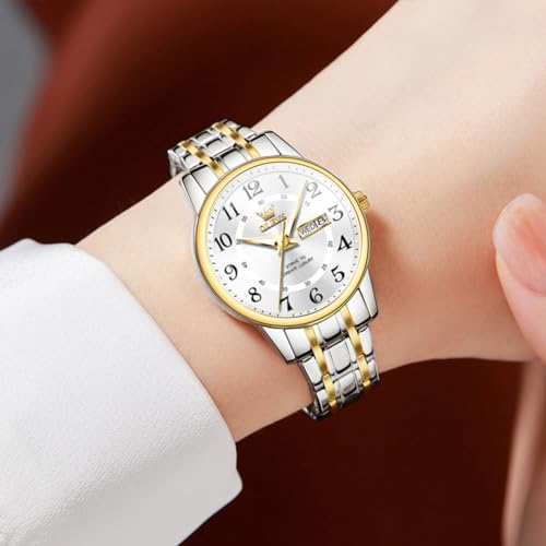 Image of OLEVS Watch Women Silver Stainless Steel Dress Analog Luminous Watch