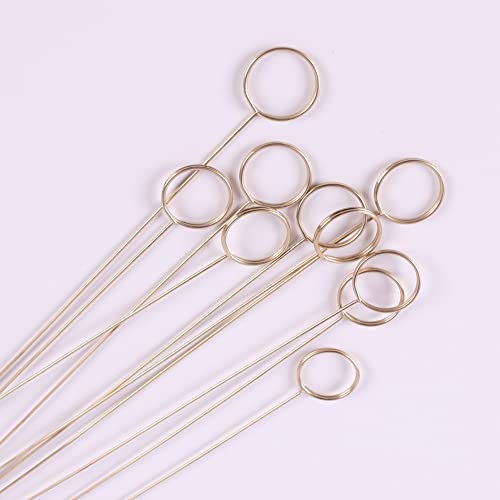 VCCGY 10 Pieces Metal Wire Floral Place Card Holder Round Photo Memo Holder Pick Gold Floral Card Holder Clip for Wedding Party Birthday Office Cake Topper Shower Party Flower Favor Card Holder, Gold