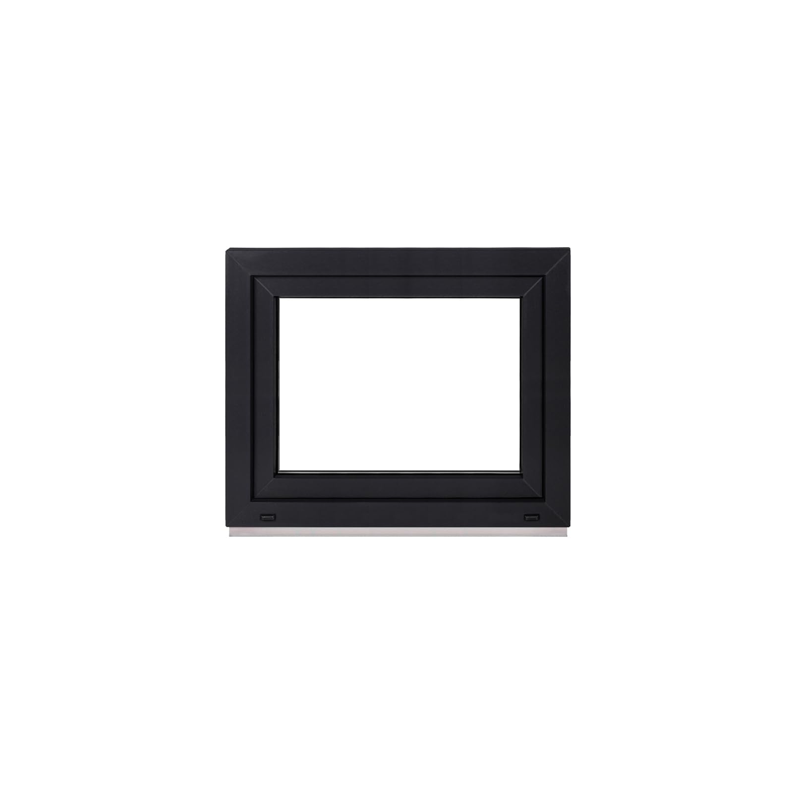 Framex Finestra in plastica per interni bianco/esterno antracite, larghezza x altezza 80 x 60 cm (800 x 600 mm), 2 scomparti (32 mm), girevole DIN destra