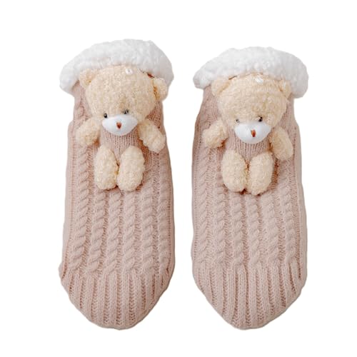 Image of Cute Slipper Socks for Women, Winter Warm Floor Fuzzy Socks, Cozy Sherpa Slipper Socks, House Sleeping Socks