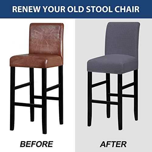 Leorate Stretch Bar Stool Cover Pub Counter Stool Chair Slipcover For Dining Room Cafe Furniture Removable Washable Dining Chair Covers Set Of 2, Gray #TOP6