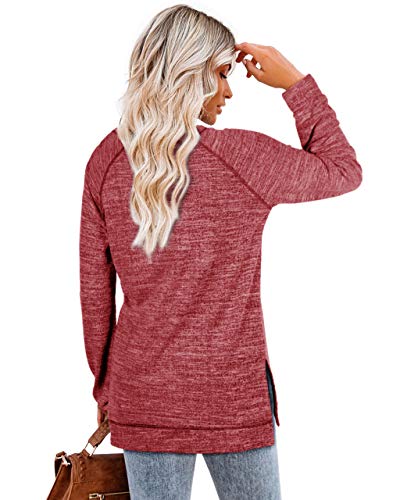 Image of Aokosor Womens Sweaters Long Sleeve Shirts Lightweight Side Split Tunic Tops for Leggings Trending Now 2023