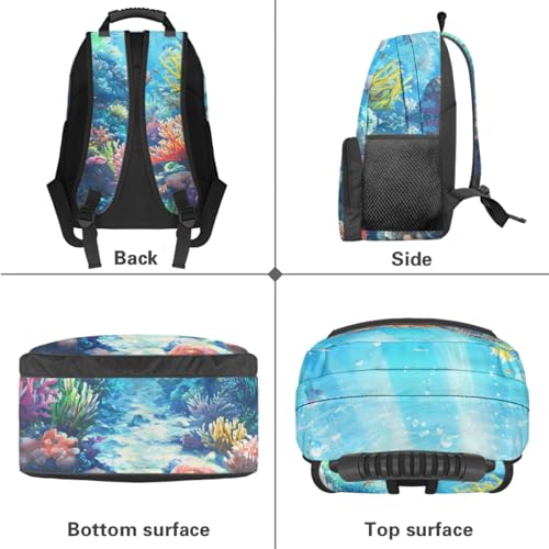 CLOHOMIN Sea Turtle Backpack Lunchbox Set for Girls 4 in 1 Kids School Bag and Lunch Box for Boys Preschool Bookbag with Lunch Bags + Pencil Case + Water Bottle Bag Girls Book Bags, Blue Ocean2