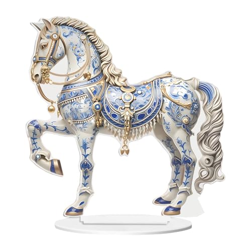 Kuntesetty Estatua de estatuilla de Escultura de de acrílico en Forma de Caballo para Fiesta Interior al Aire Libre, Azul