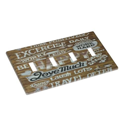 Plaque de finition 4 interrupteurs grain de bois marron Abstraction - 4