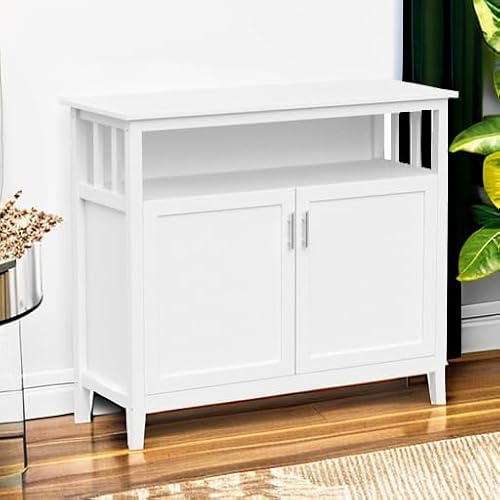 image for RASOO Buffet Cabinet White Kitchen Sideboard Buffet Storage Server Cup