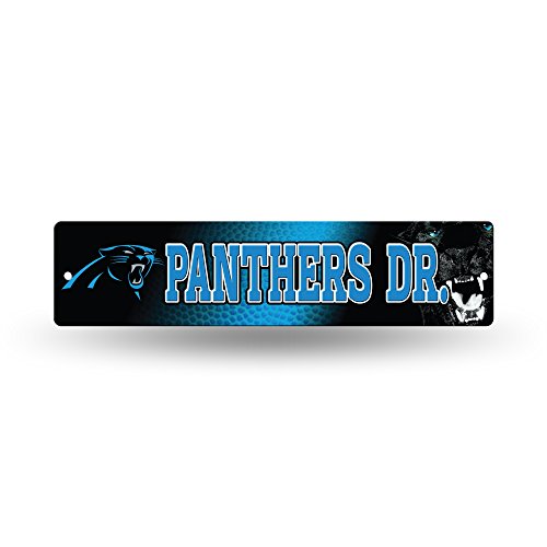 Rico Industries NFL Carolina Panthers 16-Inch Plastic Street Sign Décor