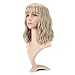 VCKOVCKO Natural Wavy Short Bob Wigs With Air Bangs Women's Shoulder Length Wigs Curly Wavy Synthetic Cosplay Wig Pastel Bob Wig for Girl Colorful Wigs(12", Mix Blonde)