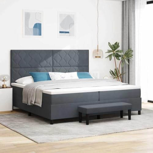 ACAGALA Cama con somier con colchón de 200 x 200 cm, cama doble con cabecero ajustable, cama tapizada de terciopelo, estructura de cama con somier, cabecero de cama en diseño de bloques de diamantes