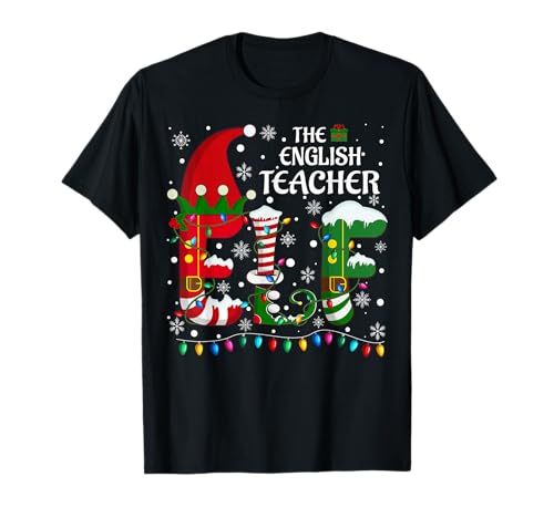 Christmas Family Matching Pajamas English Teacher Elf Xmas T-Shirt