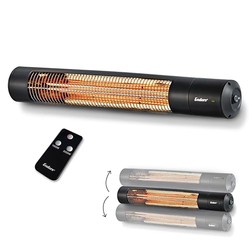 Enders Wandheizstrahler Oxeo Black, Elektrostrahler, Heizpilz, Halogenstrahler, Infrarot-Strahlungswärme, 3 Leistungseinstellungen bis 2.000 W, Fernbedienung und Wandhalterung, Neigungswinkel #49287