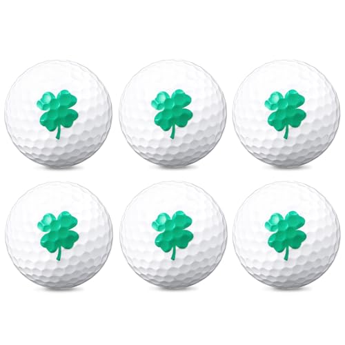 Simgoing 6 Pcs Golf Balls Four Leaf Clover Lucky Accessories Novelty Funny Father'S Day Golfer Birthday Gifts For Men Women Coworker Employee Golfer Golf Lovers