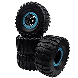 HIRCQOO 2.2' Rubber Tires Inflatable OD135mm & 12mm Hex Hub Plastic Beadlock Wheel Rims Compatible with Axial SCX10 Tamiya CC01 TF2 Traxxas 1/10 RC Monster Truck Crawler (Blue)