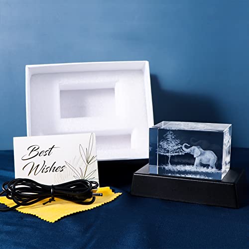 Qianwei Elephant Gifts For Women Decorations For Home, 3D Crystal Elephant Decor Stuff Figurines Statue Gift For Elephant Lovers, Mother Day Birthday Gifts For Mom Mother Mama From Daughter Son #TOP6