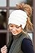 Funky Junque Ponytail Beanie for Women – Ponyback Winter Hat with Soft Stretch Cable Knit Design, High Pony Messy Bun Hats for Running and Cold Weather Activities - Ivory