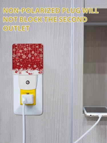 Image of Christmas Balls Night Light Plug in LED Night Lamp Automatic Sensor Red Night Lights, Winter Snowflake Night-Lights Plug into Wall for Bedroom Bathroom Kitchen Hallway Christmas Decor