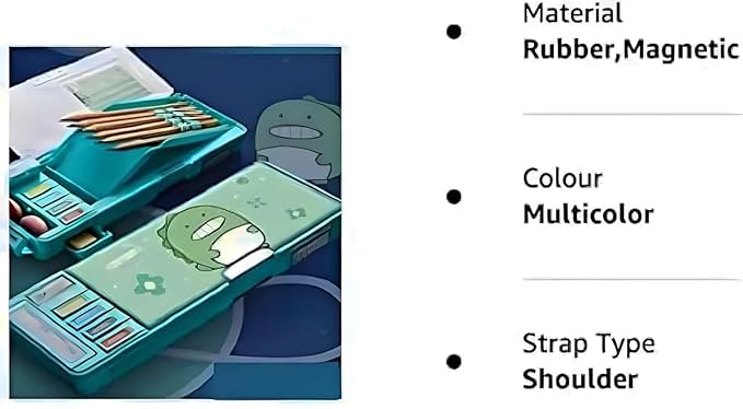 Image of Multifunctional Dinosaur Compass Box for Boys, Cute School Pencil Box for Girls Aesthetic Stationary Items for Kids, Magnetic Pencil Box, Best Gifts (Dinosaur Compass Box 1)