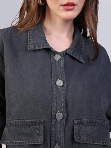 Image of Urbano Fashion Women's Relaxed Fit Full Sleeve Utility Denim Jacket