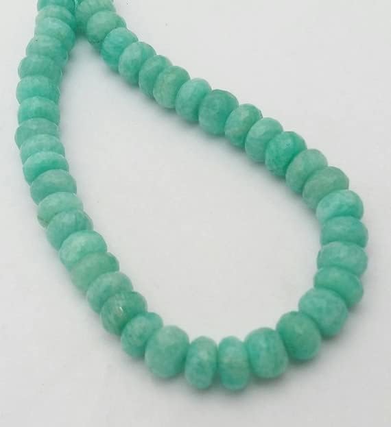 Perles amazonite facettées de forme rondelle vert azur en fil de 20cm