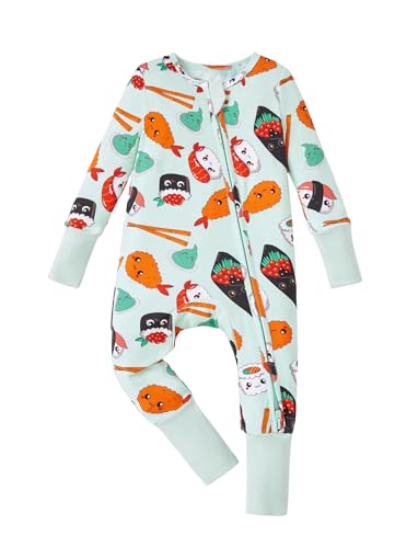 Image of PATPAT Baby Pajama with Bamboo Viscose, Footie Jumpsuit Romper with 2-Way Zipper for Baby Boy Girl Toddler Sleeper Sleepwear