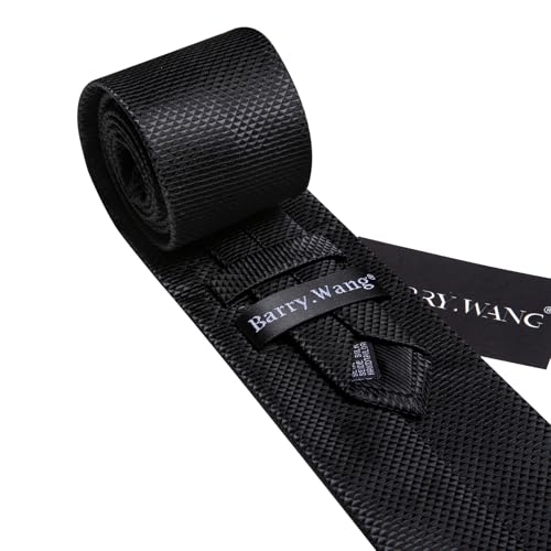 Image of Barry.Wang Classic Mens Ties Silk Necktie Pocket Square Cufflinks Set Woven Designer Wedding Business