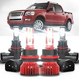 For Ford Explorer Sport Trac 2001 2002 2003 2004 2005 9007 High Low Beam 9145 Fog Lights Bulbs Combo Pack, 6000K White Plug-and-Play Super Bright Bulbs, Pack of 4