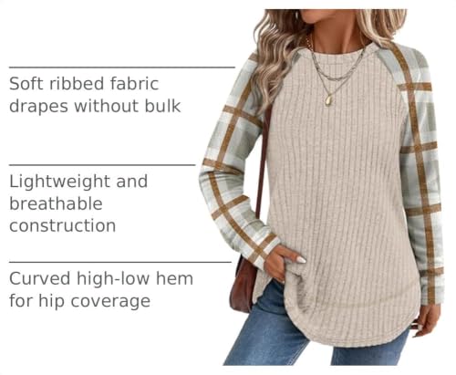 Image of WIHOLL Long Sleeve Shirts for Women Fall Sweaters Lightweight Trendy Tops