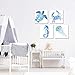 TEXTURE OF DREAMS Watercolor Sea Animals Painting on Canvas Wall Art, Sea Turtle Seahorse Crab Jellyfish, Blue Ocean Theme Baby Nursery Boy Room Wall Decor, 4 Pack (10