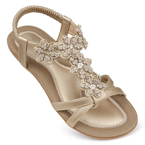 SHIBEVER Dressy Flat Sandals for Women: Summer Comfortable Walking Womens Sandal