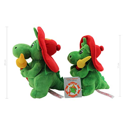 Sweety Toys 11025 Drache XL GRISU 20 cm mit Feuerwehrschlauch Feuerwehr Maskottchen Plüsch ca. 20 cm