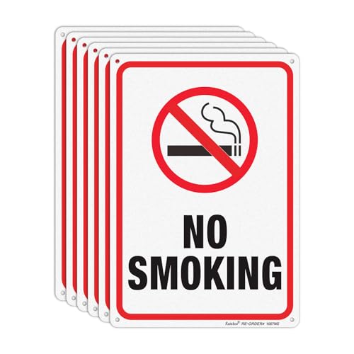 No Smoking Sign, 6 Pack No Smoking Signs for Business/Home,10