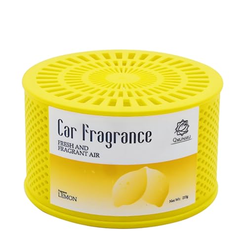 Q QXUNMU Ambientador para coche 215 g – Fragancia natural para coche y hogar (limón, jazmín, lavanda, flor de cerezo), gran volumen, aromaterapia sólida, idea de regalo (limón)