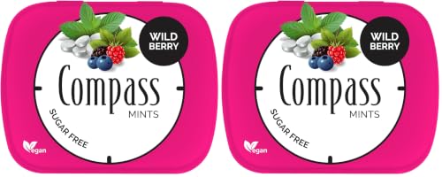 Image of Compass Mints Wild Berry Sugar-Free Mints Candies with Sweeteners, 0.49 oz ℮ 14 g (Pack of 2)