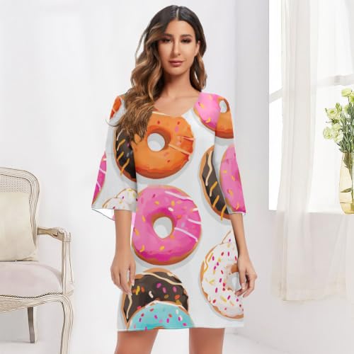 Robe courte colorée donuts imprimés : la solution mode contre le style monotone - 6