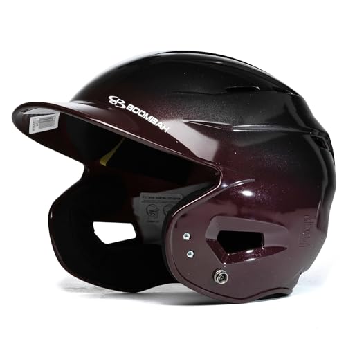 Boombah DEFCON Sleek Metallic Gloss Fade Batting Helmet NOSCAE Metallic Black/Metallic Maroon - Size Junior 6 1/4" - 7"