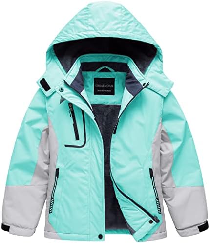 CREATMO US Girl's Waterproof Ski Jacket Warm Winter Snow Coat Windproof Snowboarding Rain Jacket