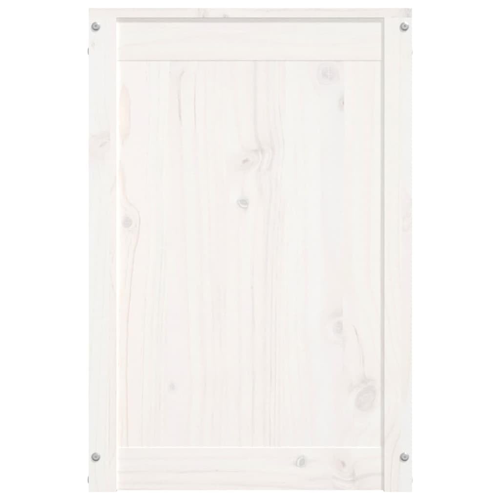 Wäschetruhe Weiß aus massivem Kiefernholz 44x44x66 cm mit Deckel und Gasdruckfeder großer Wäschebehälter Wäschekorb Wäschesammler für Badezimmer Schlafzimmer Haushalt