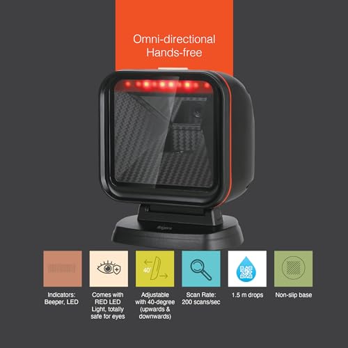 Image of FINGERS QuickScan Omni W106 Barcode Scanner (Quick Scan and CMOS Image Technology, Hands-Free, 1D and 2D Codes, Strong Decoding Capabilities, Counter Top Plug-n-Play.