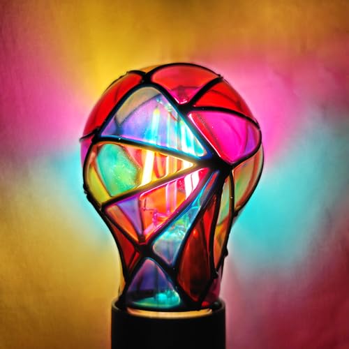 Image of Aygrochy LED Stained Glass Light Bulb Stained Glass Bulb,4W E26 Base,Colored Light Bulbs Indoor,Mosaic Light Bulb,for Christmas Decoration,Party,Home Lighting,Garden,Balcony,2 Pack