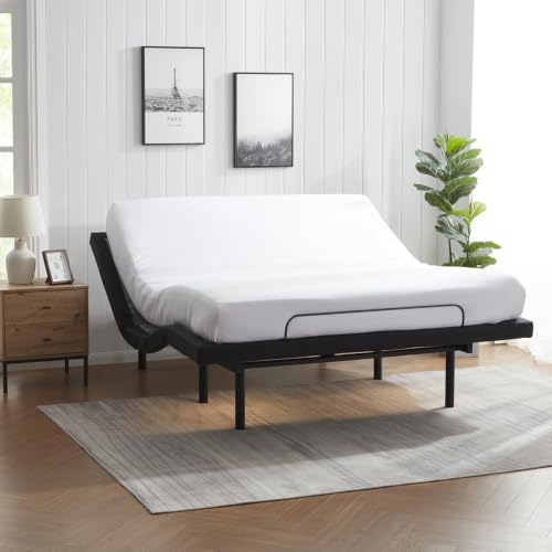 Image of Nestl S1000 Queen Adjustable Bed Frame, Queen Adjustable Bed Base with Wireless Remote, Head and Foot Incline, Zero Gravity, Anti Snore, Zero Clearance, Okin Motors