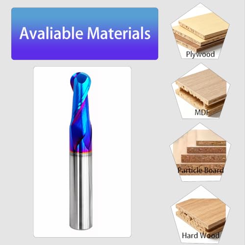 Image of Ball Nose CNC Router Bit 3 /8 Inch Shank with Blue NACO Coating