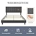 Yaheetech Polsterbett 140 x 200 cm Doppelbett mit Höhenverstellbarem Kopfteil, Stabiler Bettrahmen Stoffbett mit Lattenrost, Gepolstertes Bettgestell Jugendbett, Dunkelgrau