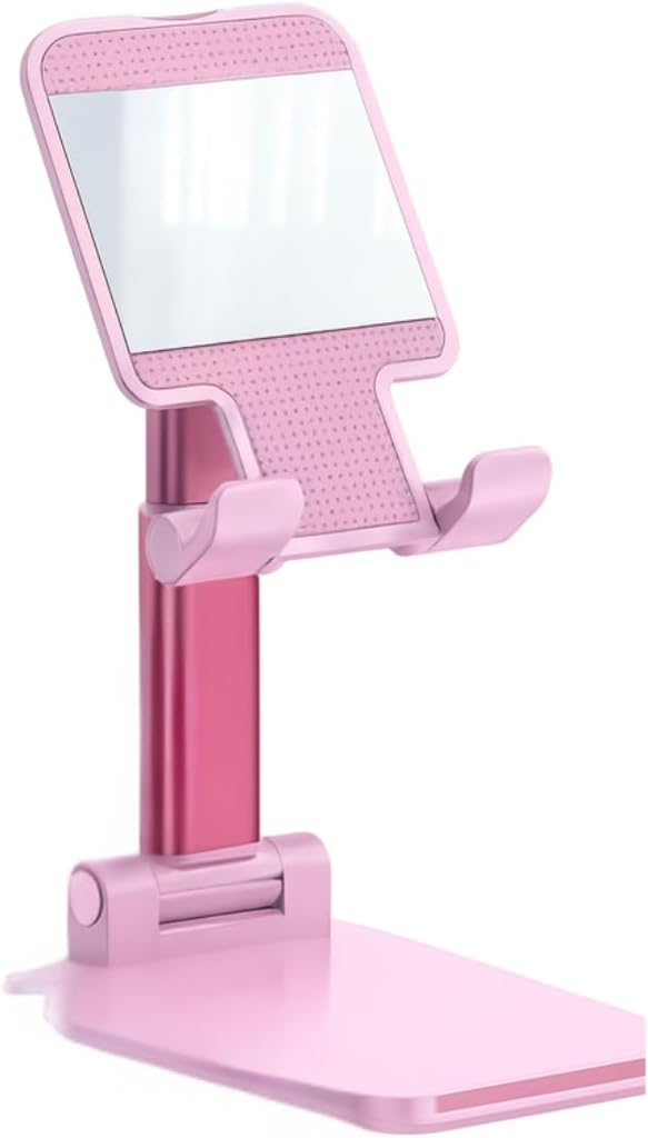 Premium Adjustable Cell Phone Stand, Foldable Desk Phone Holder for iPhone 16 15 14 13 12 11 Pro Max, Galaxy S25 S24 (Black)
