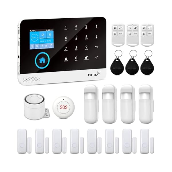 YBJ 21-Piece-Kit WiFi Alarm System for Home Security, DIY 4G Smart Home Security System, Wireless Home Alarm System with APP Control, Motion Detector, Door Window Sensor, Siren,Work with Amazon Alexa