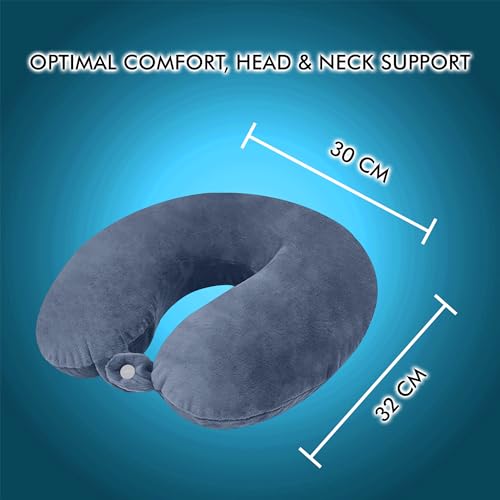 Image of Billebon Premium Neck Pillow Eye Mask Combo Airplane Travel Pillow with Comfortable Velvet Sleeping Eyemask Head Rest Pillow & 30 Years Warranty