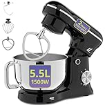 NexLev Stand Mixer | 5.5L SS Bowl | 1500W |10 Speeds | Pulse Function |Planetary Rotation | Whisk, Beater & Dough Hook |100% Copper Motor | For Roti Atta, Cookie Dough, Cake, Whip Cream & more | ST-01